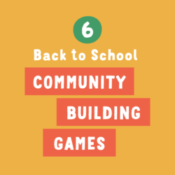 Yellow background with text that says 6 Back to School Community Building Games